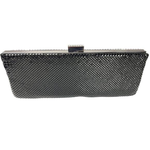 JESSICA‎ McCLINTOCK Black Metal Mesh Evening Clutch Purse Mermaid Prom Chain - Picture 1 of 6